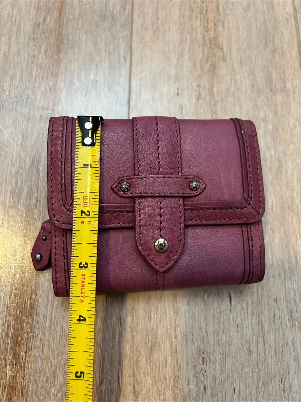 Sigrid Olsen Berry Leather Snap Wallet tons of card slots zipper purse mini